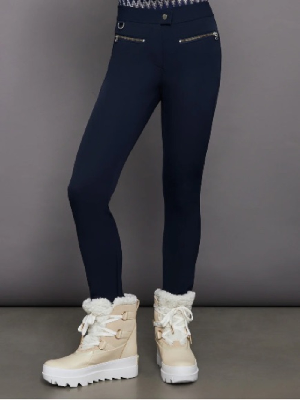 Erin Snow luxury Jes slim leg ski pant navy (black in back) sz 8 - Picture 2 of 11